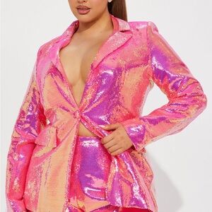 Glamorous Pink Sequin Blazer